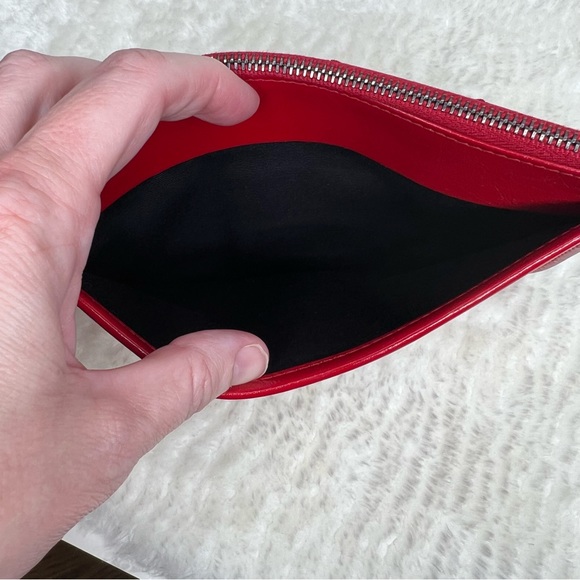 Saint Laurent Red Crinkled Leather Niki Bill Pouch Wallet - Picture 9 of 10